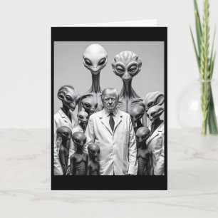 Rolig Trump Med Utomjordingar Konspiration Utomjor Kort