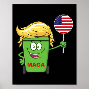 Rolig Trump Mega Cartoon Garaget Soptunna Amerikan Poster