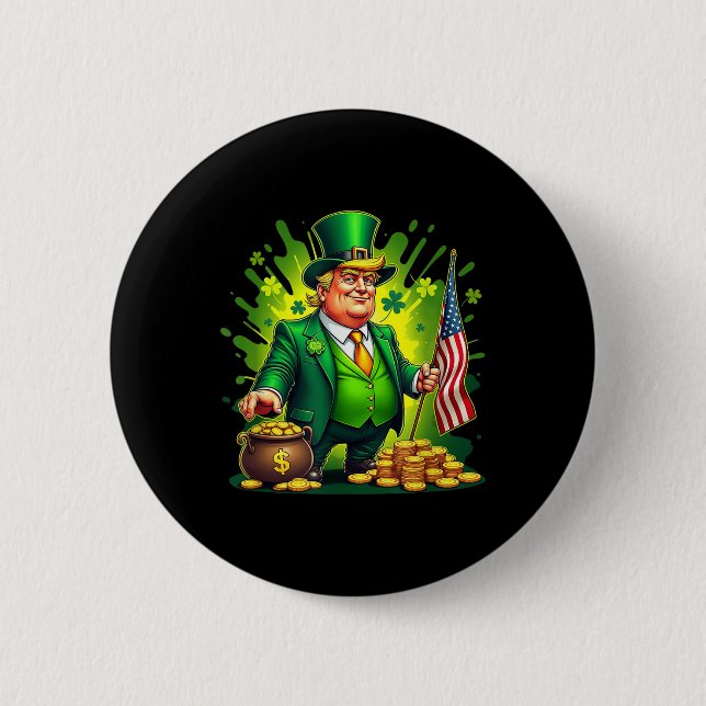 Rolig Trump Paddys Back 45 47 St Patricks Day Usa  Knapp (Framsida)