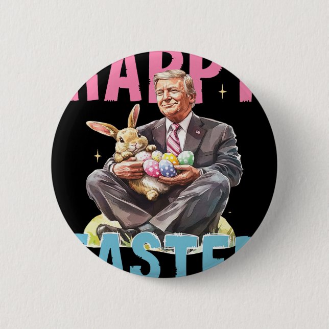 Rolig Trump Påskharen Ägg Glad Påsk  Knapp (Framsida)