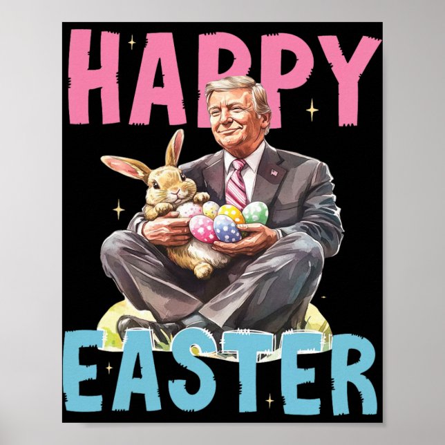 Rolig Trump Påskharen Ägg Glad Påsk  Poster (Framsidan)