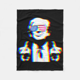 Rolig Trump Psykedelisk Edm Trippy Vaporwave Tekni Fleecefilt
