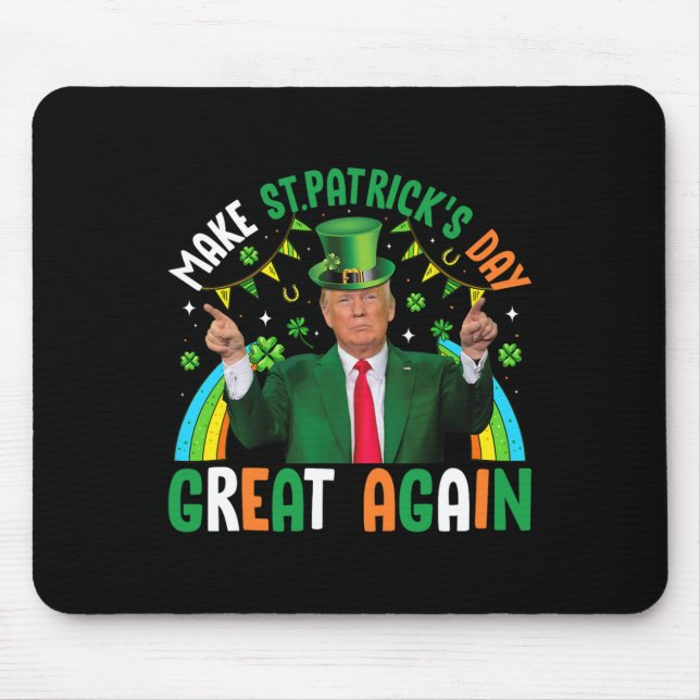 Rolig Trump Shamrock Gör St Patrick's Day Stor Ige Musmatta (Framsidan)