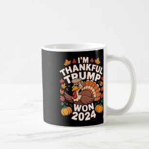 Rolig Trump tackdag jag är tacksam Trump vann Va Kaffemugg