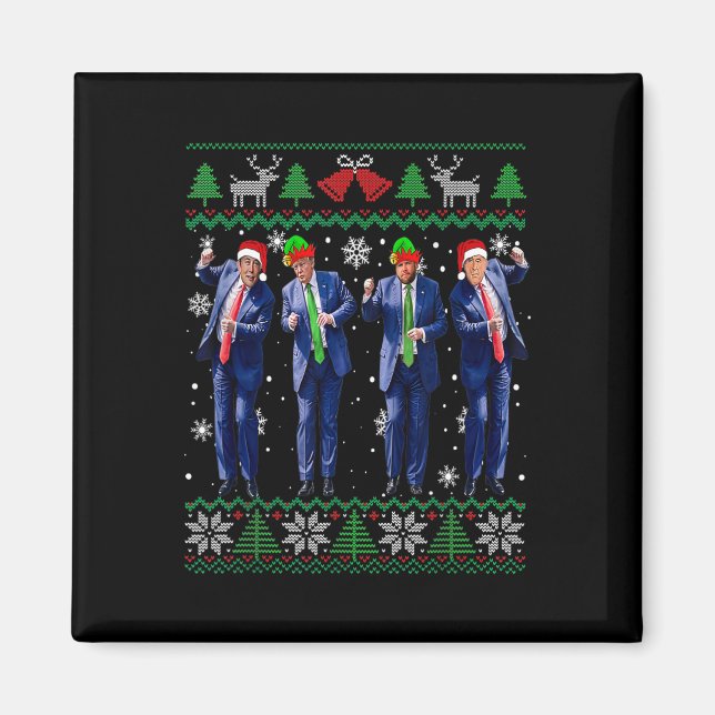 Rolig Trump Vance Kennedy Elon Dansar Tomte Magnet (Framsidan)