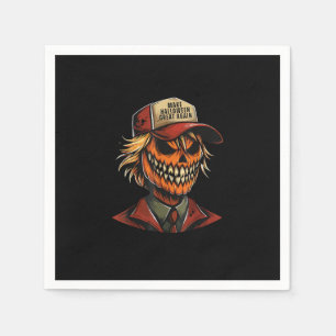 Rolig Trumpkin Pumpa Skelett Gör Halloween Stor Pappersservett