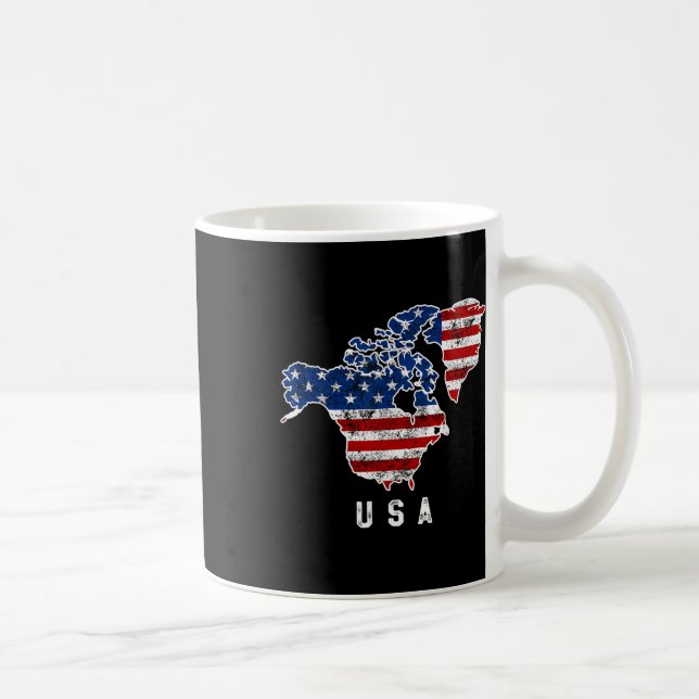 Rolig Trumps Vision Av Usa Karta Med Kanada Och Kaffemugg (Höger)