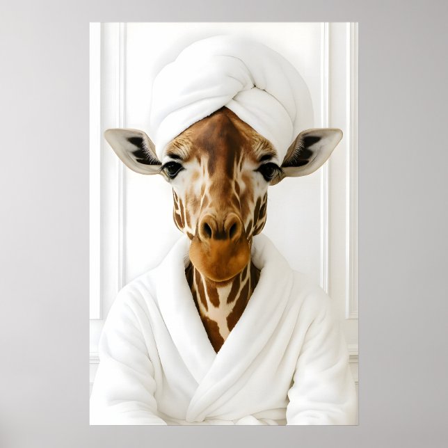 Rolig tryck av giraff på badkar, Giraff i badrock (Framsidan)