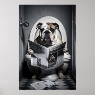 Rolig tryck Bulldog Badrum Toalett Väggkonst