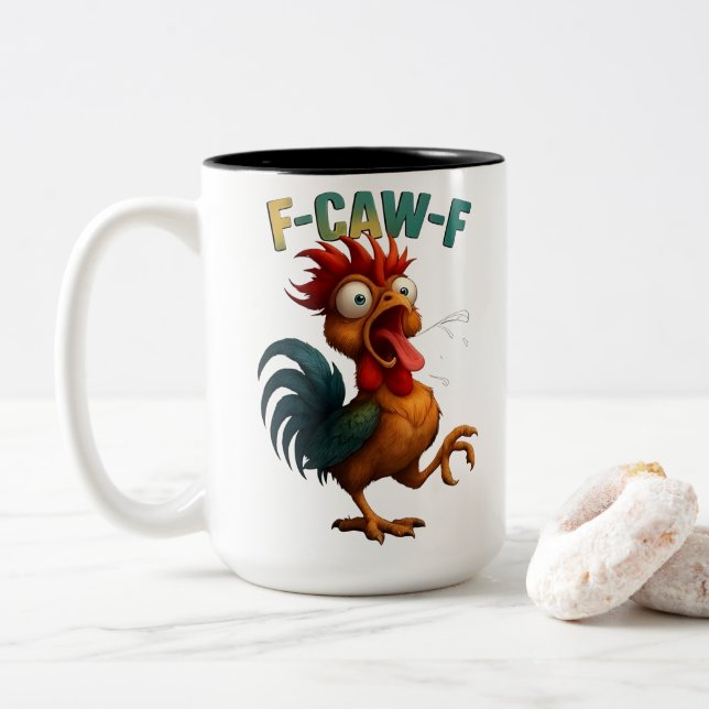 Rolig Tupp Gåva – F-Caw-F Kyckling Design Två-Tonad Mugg (Med munk)