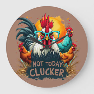 Rolig Tupp "Inte Idag Clucker" Bondgårdsliv Konst Stor Klocka