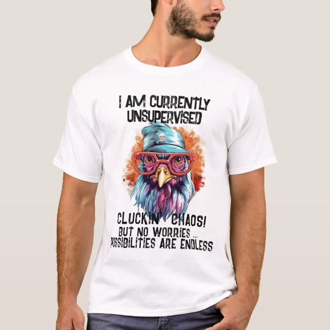 Rolig Tupp T-shirt - För närvarande Oövervakad (Framsida)