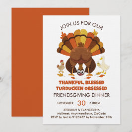 Rolig Turducken FRIENDSGIVING Middag Inbjudningar
