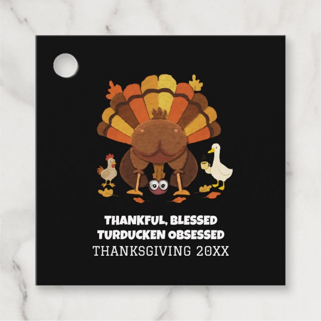 Rolig Turducken Thanksgiving Gåvor Etiketter (Framsida)
