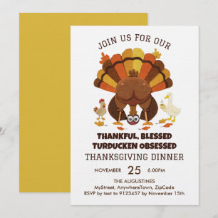 Rolig Turducken Thanksgiving-middag Inbjudningar