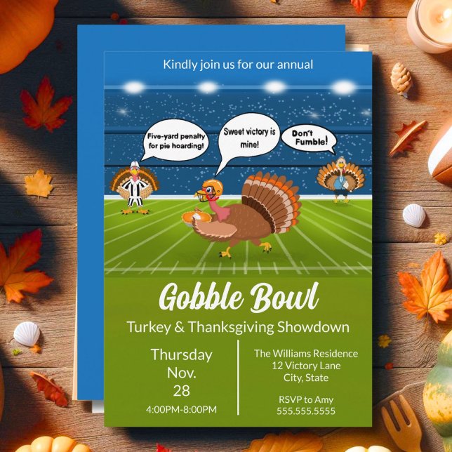 Rolig Turkfotboll Thanksgiving Touchdowns Inbjudningar (Skapare uppladdad)