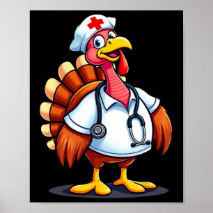Rolig Turkiet Sjuksköterska Tecknad Cartoon Thanks Poster