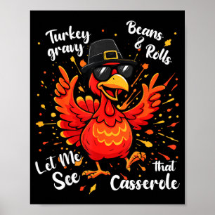 Rolig Turkisk Gravy Böna Och Rullar Cerole Tacksgi Poster
