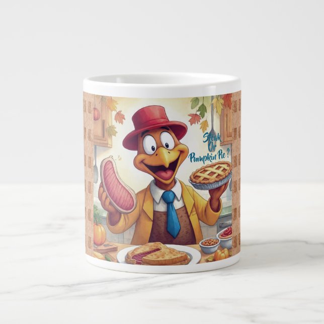 Rolig Turkisk kock i aktion,Thanksgiving Jumbo Mugg (Framsidan)