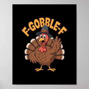 Rolig Turkkyrka Pilgrimhatt F Gobble F Tacksgiving Poster