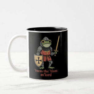 Rolig T'var 'Tism M'Lord Medeltida Riddare Groda Två-Tonad Mugg