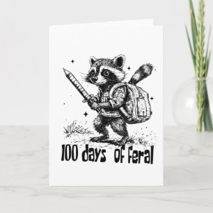 Rolig Tvättbjörn 100 Dagar Av Vild Skolkaos Kort