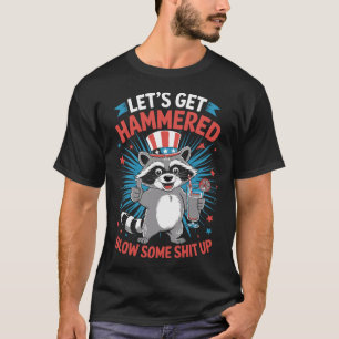 Rolig tvättbjörn 4:e juli patriotisk design t shirt