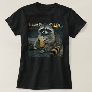 Rolig Tvättbjörn Dricker Iced Coffee — Sött Djur  T Shirt