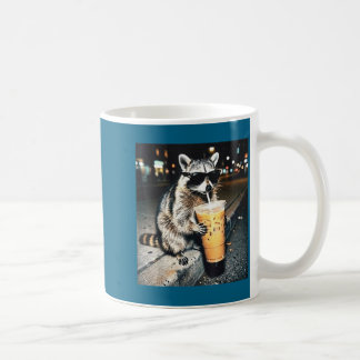 Rolig Tvättbjörn Dricker Mjölk Söt Illustration Kaffemugg