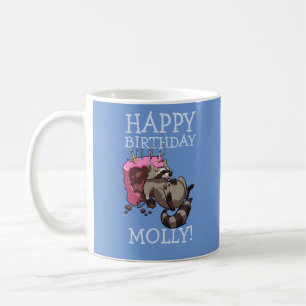 Rolig Tvättbjörn Glad Födelsedag Lägg Till Namn Te Kaffemugg
