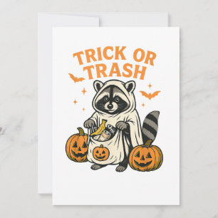 Rolig Tvättbjörn Halloweentrick eller skräp Inbjudningar
