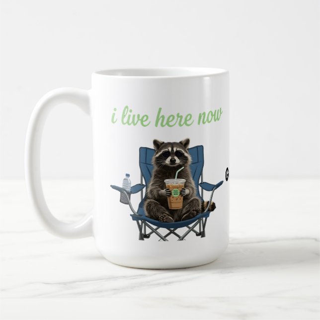Rolig Tvättbjörn Iced Coffee Jag Bor Här Nu  Kaffemugg (Vänster)
