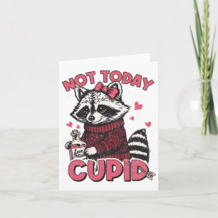 Rolig Tvättbjörn Inte Idag Cupid Alla Hjärtans Dag Kort