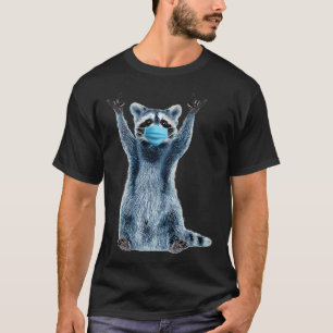 Rolig tvättbjörn medicinsk blå ansiktsmask t shirt