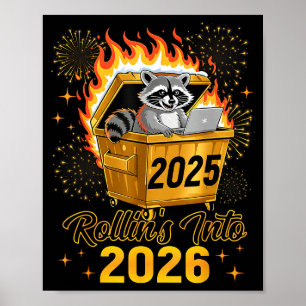 Rolig tvättbjörn rullar in i 2026 nyårsmatchning poster