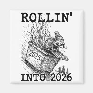 Rolig Tvättbjörn Rullar In I 2026 Soptratt Ny Magnet