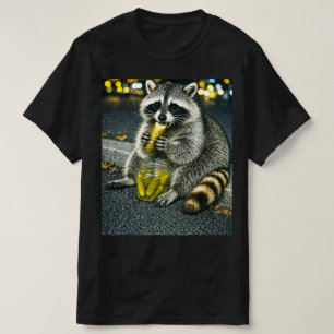 Rolig Tvättbjörn som äter Inlagda Gurkor Meme T Shirt