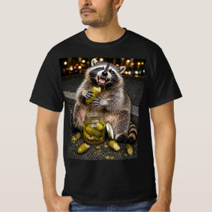 Rolig Tvättbjörn som äter Pickles Meme T-Shirt