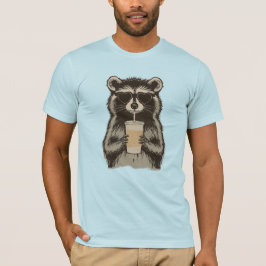 Rolig Tvättbjörn som Dricker Iced Coffee T Shirt