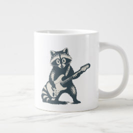 Rolig tvättbjörn som spelar elgitarr jumbo mugg