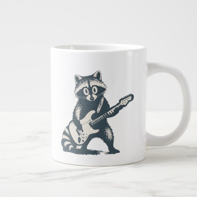 Rolig tvättbjörn som spelar elgitarr jumbo mugg (Höger)