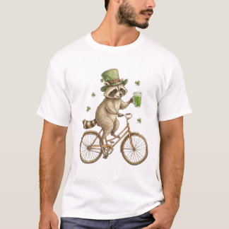 Rolig tvättbjörn, St. Patricks dag irländsk shamro T Shirt