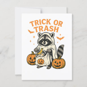 Rolig tvättbjörn trick or trash halloween vykort