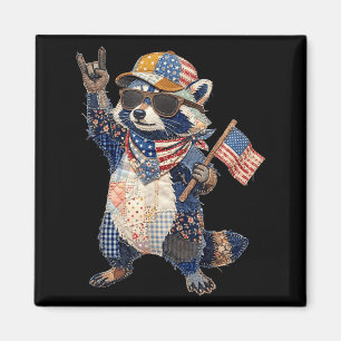 Rolig tvättbjörn usa flagga patriotisk djur vintag magnet