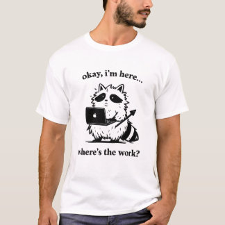 Rolig Tvättbjörn Utvecklar T-Shirt - Distansarbete