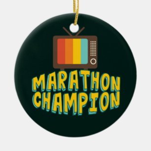 Rolig TVmaratonmästare Julgransprydnad Keramik