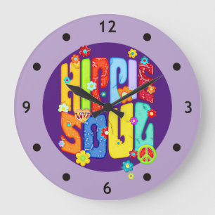 Rolig typografi - HIPPIE SJÄL 1 Stor Klocka