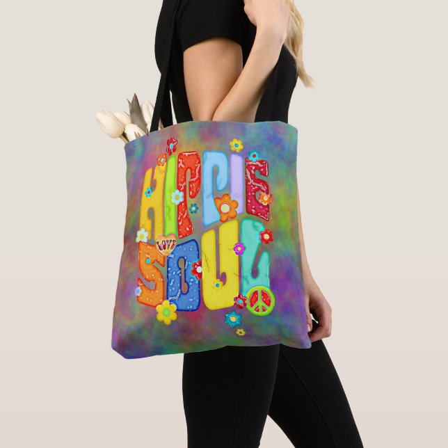 Rolig typografi - HIPPIE SJÄL 1 Tygkasse (Närbild)