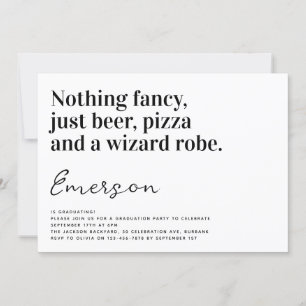 Rolig typografi Inget fancy examensfest Inbjudningar