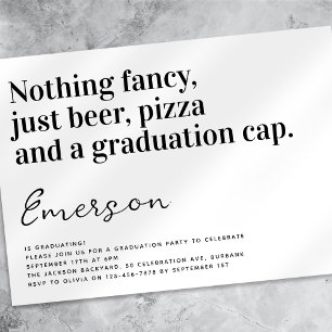 Rolig typografi Inget fancy examensfest Inbjudningar